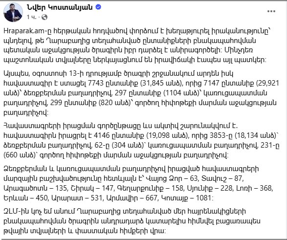 В Алаверди опровергли информацию о срыве жилищной программы для карабахских семей